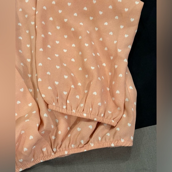 Elodie Nordstrom Size Large Long Sleeve Blouse Hearts All Over Work Wear Coquett - Picture 4 of 9